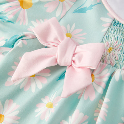 Girls Summer Magritte Daisy Pink Bow Boutique Dress