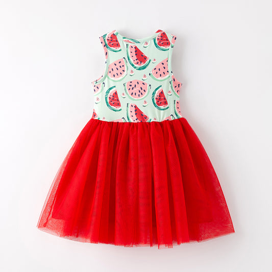 Girls Summer Watermelon Red Tulle Dress