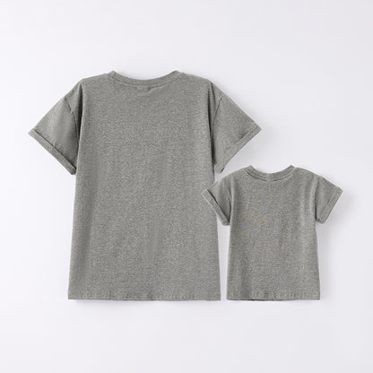 Mommy And Me July 4th Patch Applique USA Grey Cotton T-Shirt