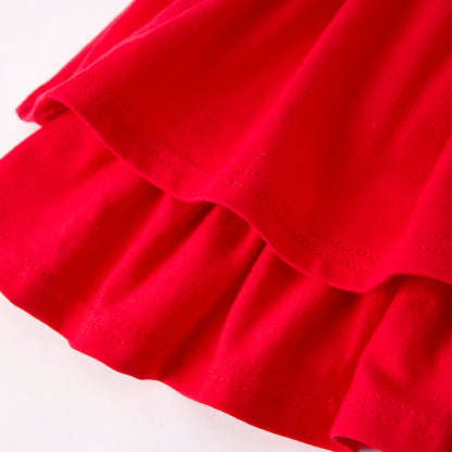 Girls Summer July 4th Red Ruffled Top Denim Short Set