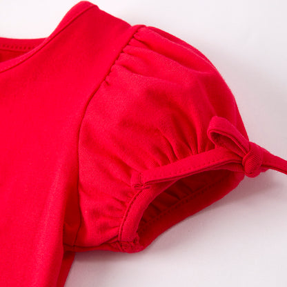 Girls Summer Red Cotton Top July 4th Denim Skirt Set