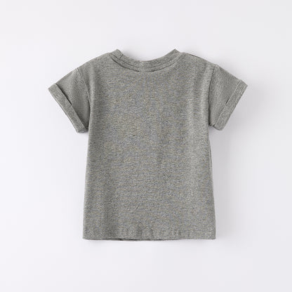 Mommy And Me July 4th Patch Applique USA Grey Cotton T-Shirt