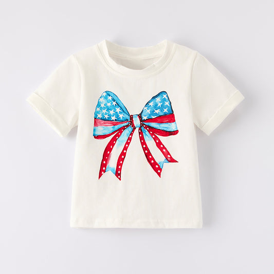 Mommy and Me Mother's Day Bow Print White Cotton Shirt