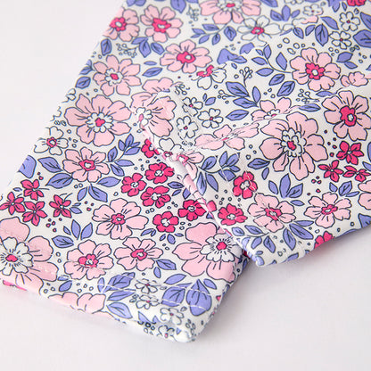 Girls' Fall Winter Floral Bow Pink Embroidery Pant Set