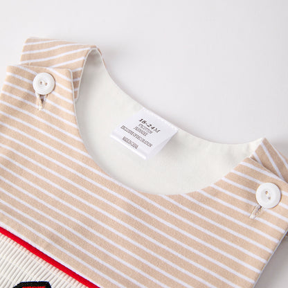 Baby Boys Farm Smocked Embroidered Stripes Romper