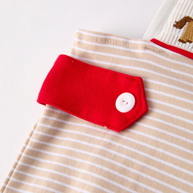Baby Boys Farm Smocked Embroidered Stripes Romper