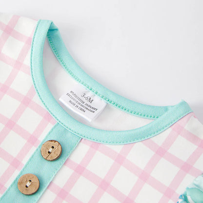 Baby Girls Floral Pink Plaid Summer Bubbles Romper