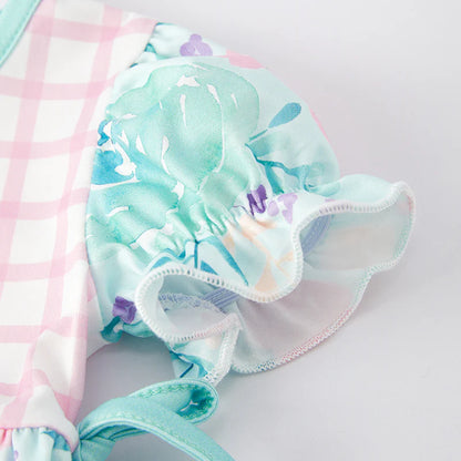 Baby Girls Floral Pink Plaid Summer Bubbles Romper