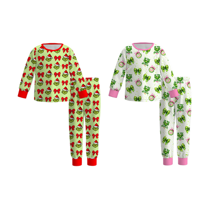 2025 Christmas Grinch Pajamas Set Sleepwear For Girls