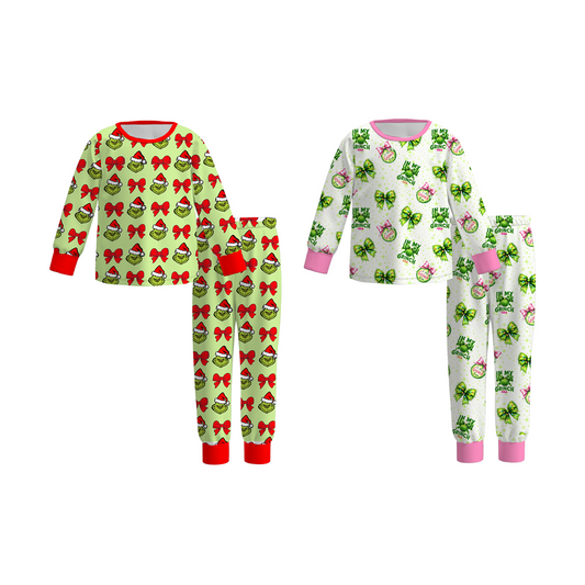 2025 Christmas Grinch Pajamas Set Sleepwear For Girls