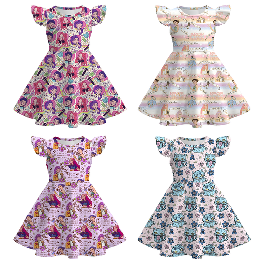 Girls Summer Kpop Demon Hunter Print Twirl Dress