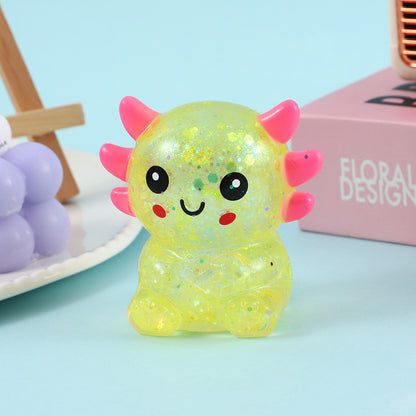 Cartoon Sequin Axolotl Squishy Toy Slow Rising Stress Relief Squeeze Toy