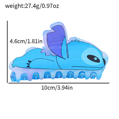 Cartoon Blue Alien Character Stitch Acrylic Hair Claw Clip for Girls Trendy Fan Merch Accessory