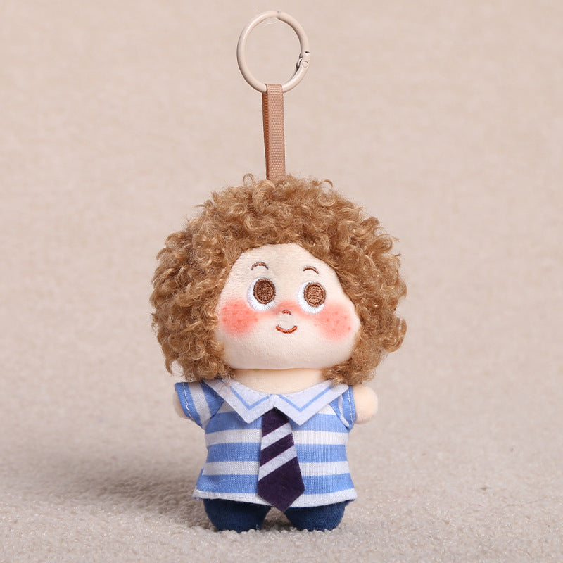 Curly Hair Plush Doll Bag Charm – Cute Character Keychain