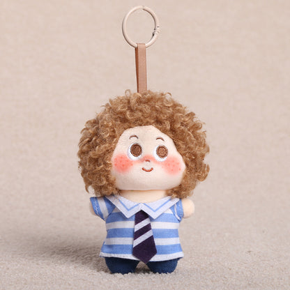 Curly Hair Plush Doll Bag Charm – Cute Character Keychain