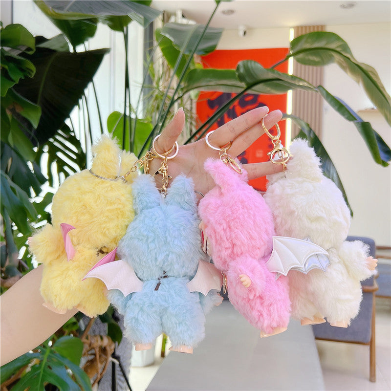 Labubu Soft Vinyl Plush Doll Keychain with Wings – Cute Mini Pendant Toy Necklace Charm