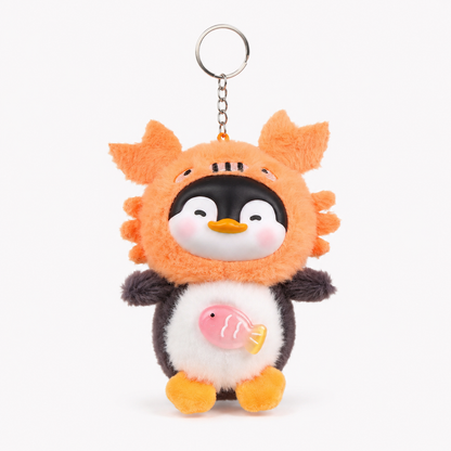Plush Penguin Bag Charm Keychain with Vinyl Face Fuzzy Animal Accessory for Bags & Gifts