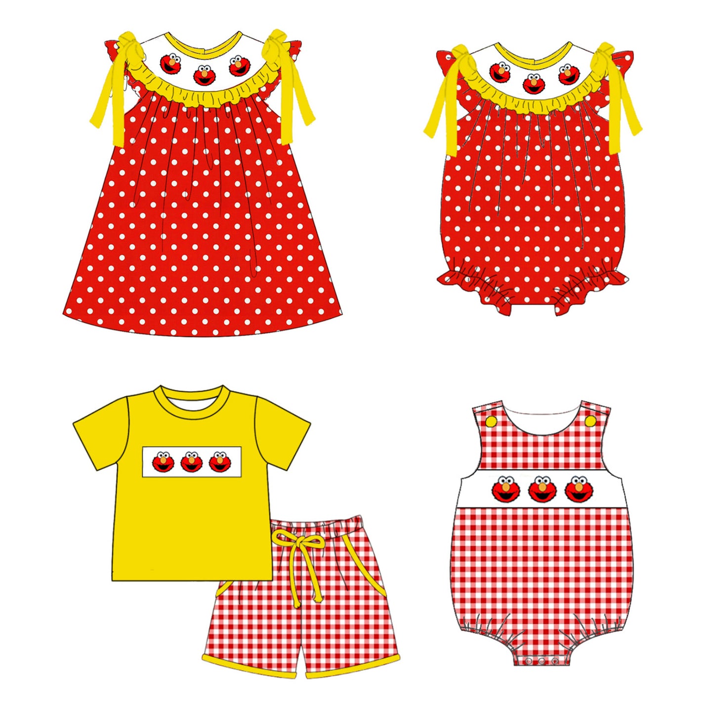 Smocked Embroidery Summer Kids Collection – Premium Elmo-Inspired Designs