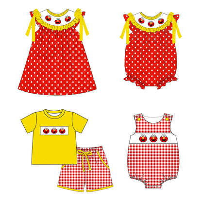 Smocked Embroidery Summer Kids Collection – Premium Elmo-Inspired Designs