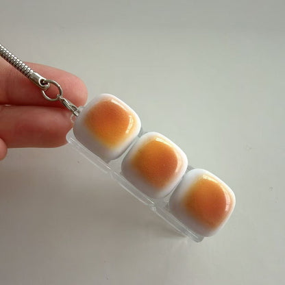Caramel Mini Toast Cube Keycap Stress Relief Keychain Squishy Keyboard Button Charm