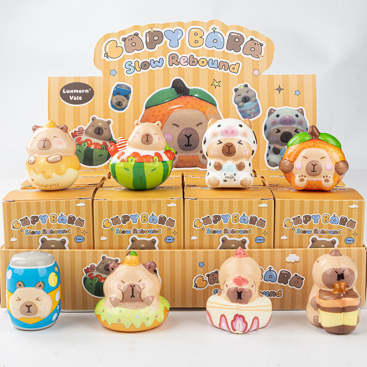 Funny Squishy Toy Blind Box Display 12-Piece Set Fidget Toys & Collectible Figures