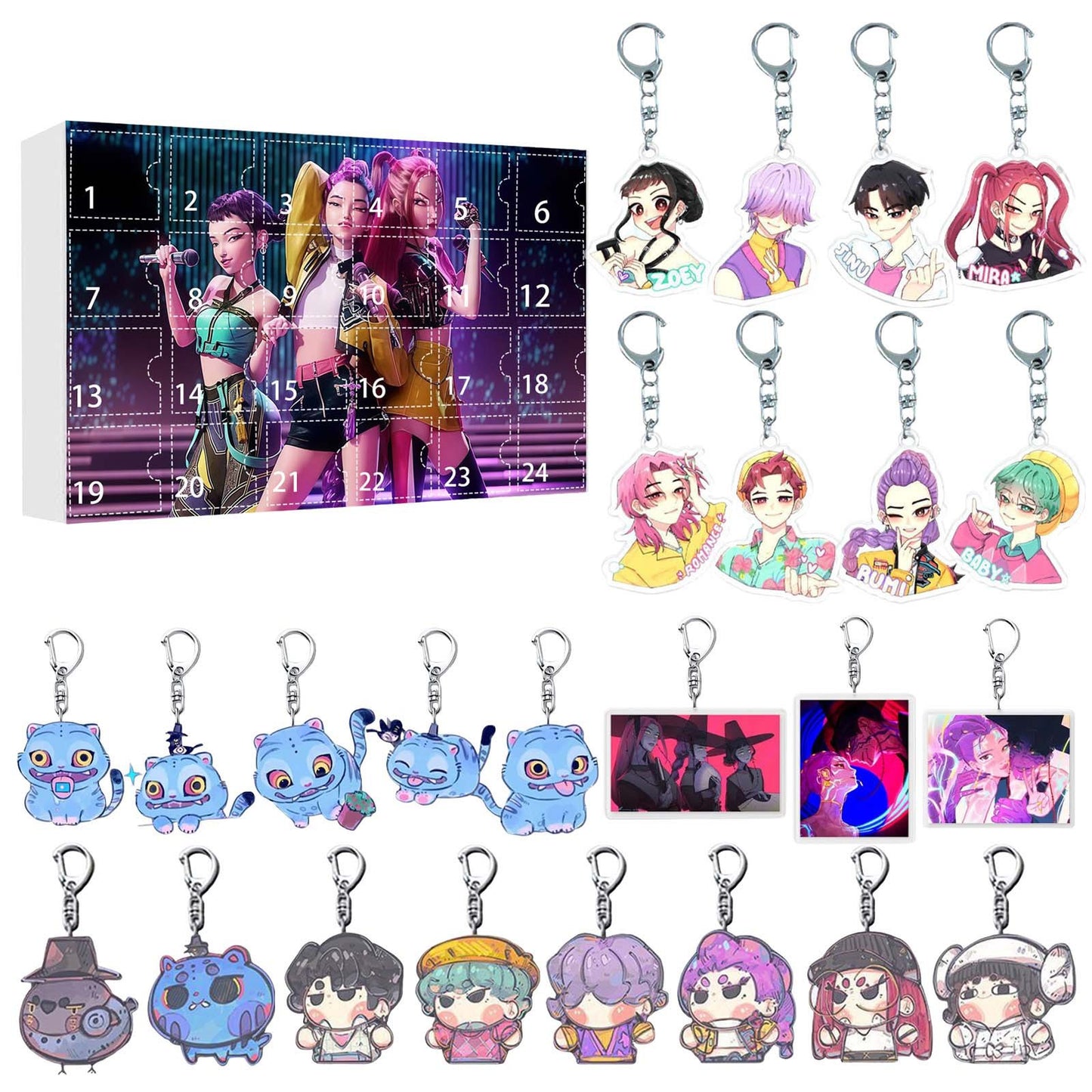 KPOP Demon Hunter Girl Group Advent Calendar – 24pcs Blind Box Acrylic Keychain Set