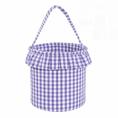 Personalized Halloween Trick or Treat Basket for Kids – Custom Name, Embroidered Patch & Gingham Candy Bucket