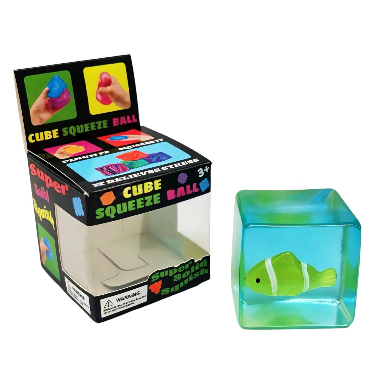 Glow-in-the-Dark Clownfish Ice Cube Squishy Slow Rising Stress Toy