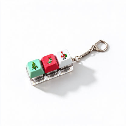 Christmas Gift Fidget Keychain Button Pressable Stress Relief Bag Charm