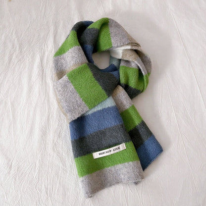 Multicolor Stripe Scarf, Soft Knit Winter Scarf for Women
