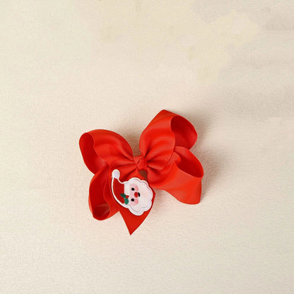 2025 Christmas Embroidered Hair Bows Santa Claus Snowman Christmas Tree Holiday Hair Clips for Girls