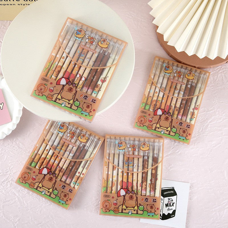 K-Pop Demon Hunters Erasable Gel Pen Set Black Ink 12pcs Cartoon Stationery