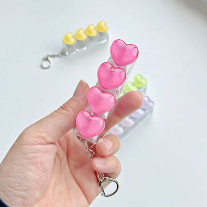 Ice-Translucent Heart Keycap Stress Relief Keychain Keyboard-Style Pendant Charm