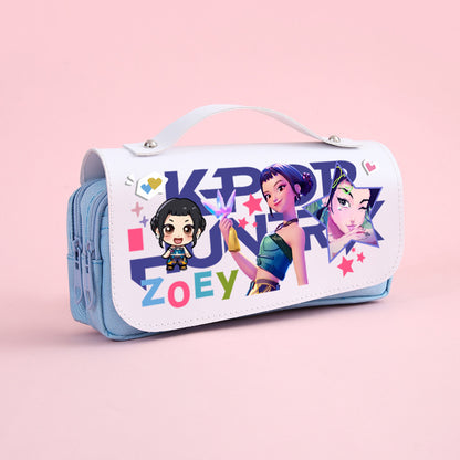 K-Pop Demon Hunters Pencil Case Large Capacity Student Pen Bag Trendy Stationery Organizer