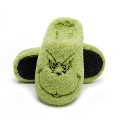 2025 Christmas Grinch Gingerbread Farm Chicken Plush Slippers Unisex Winter Cotton Home Slippers
