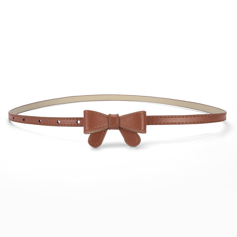 Bow Waist Belt for Girls Simple Fashion Pin Buckle Leather Belt