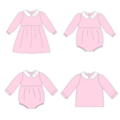 Pink Corduroy Personalized Christmas Sibling Clothes – Custom Name Embroidery