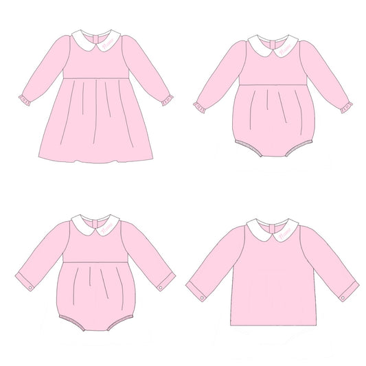 Pink Corduroy Personalized Christmas Sibling Clothes – Custom Name Embroidery