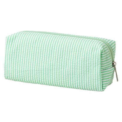 Seersucker Striped Makeup Pouch Travel Toiletry Bag Pencil Case
