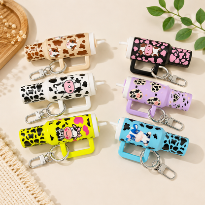 Cow Print Tumbler Fidget Keychain – Pressable Bag Charm