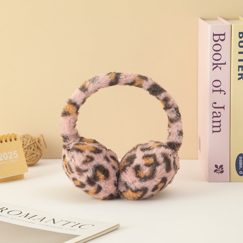 Winter Leopard Fuzzy Ear Muffs Warm Plush Earmuffs  Cozy Frost-Proof Ear Warmers