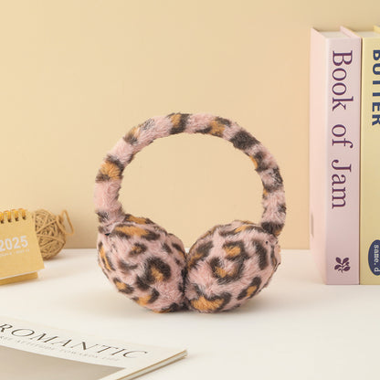 Winter Leopard Fuzzy Ear Muffs Warm Plush Earmuffs  Cozy Frost-Proof Ear Warmers