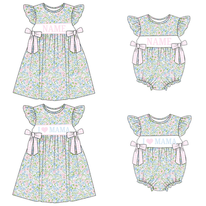 Spring Summer Mother's Day Floral Custom Name Smocked Embroidered Collection