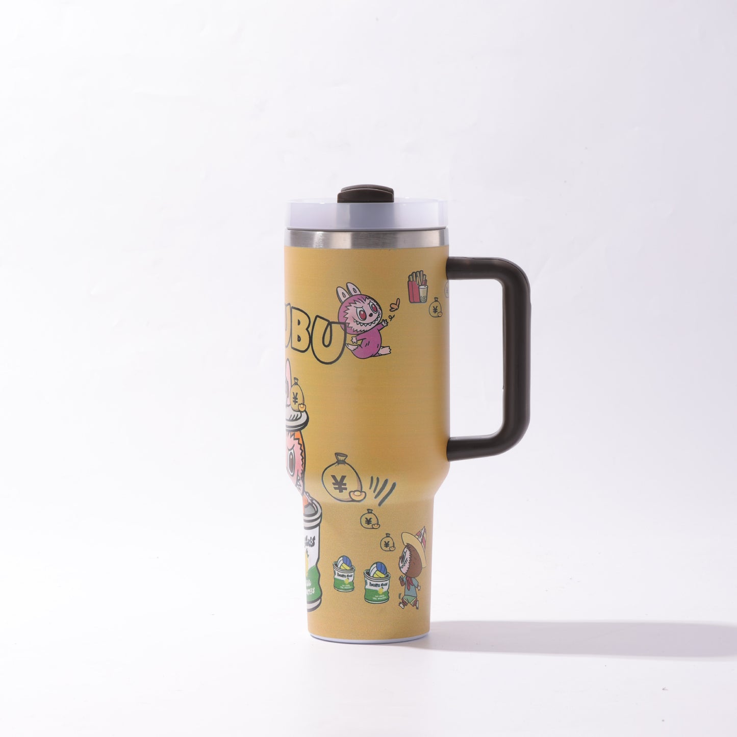 Labubu 40oz Insulated Tumbler with Handle and Straw Car Travel Mug Hot & Cold Stainless Steel Cup