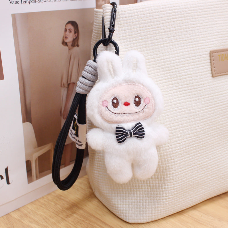 LABUBU Plush Keychain – Cute Cartoon Doll with Lanyard, Bag Charm & Key Holder
