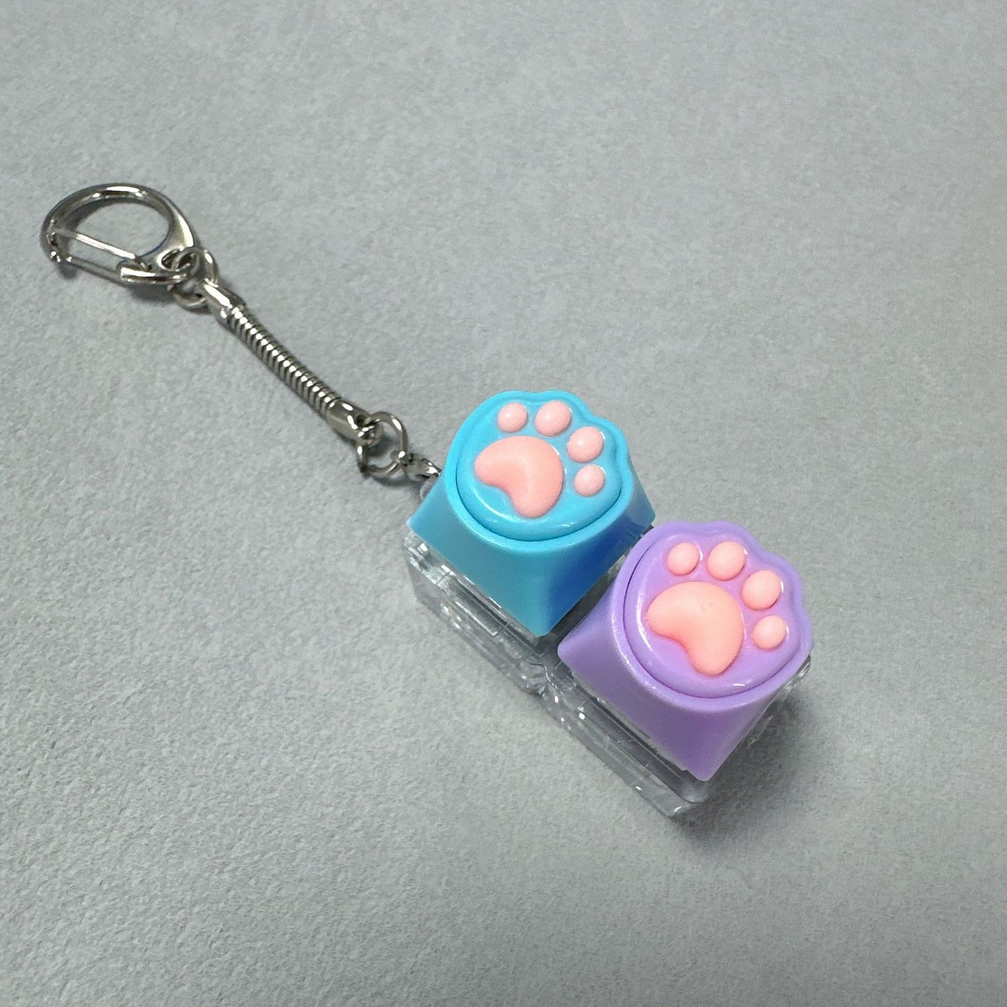 Kawaii Paw Print Keycap Bag Charm Keychain – Cute Mini Keyboard Keychain for Gifts