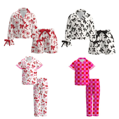 2026 Valentine's Day Spring Bow Pajamas Set
