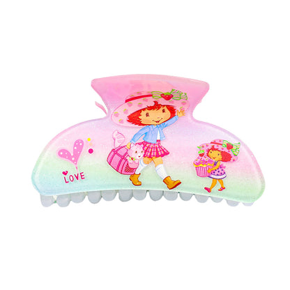 Strawberry Shortcake Acrylic Hair Clip – Cute Cartoon Printed Barrettes for Girls