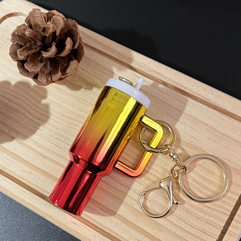 Mini Tumbler Bag Charm Keychain Holographic Rainbow Plastic Cup Charm Accessory
