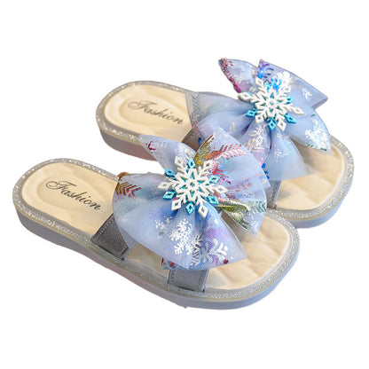 Girls' Non-Slip Slippers Soft Sole Snowflake Sandals